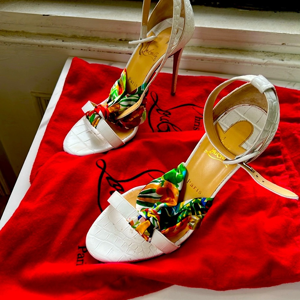 Christian Louboutin, white sandal pumps size size 38 1/2